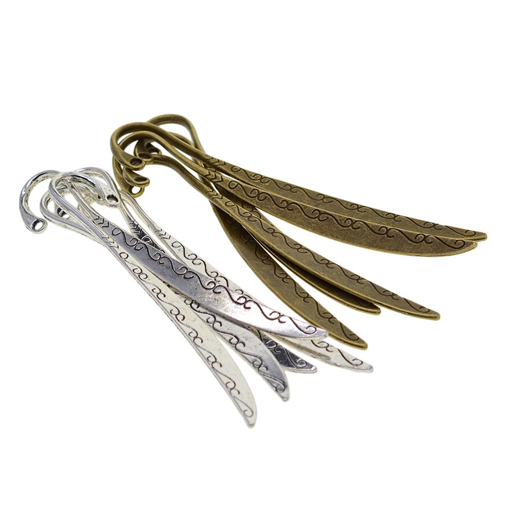 10x Đồng Hợp Kim Bạc Bookmark Đánh Dấu Sách Có Lỗ Tự Làm Trang Sức Phát Hiện