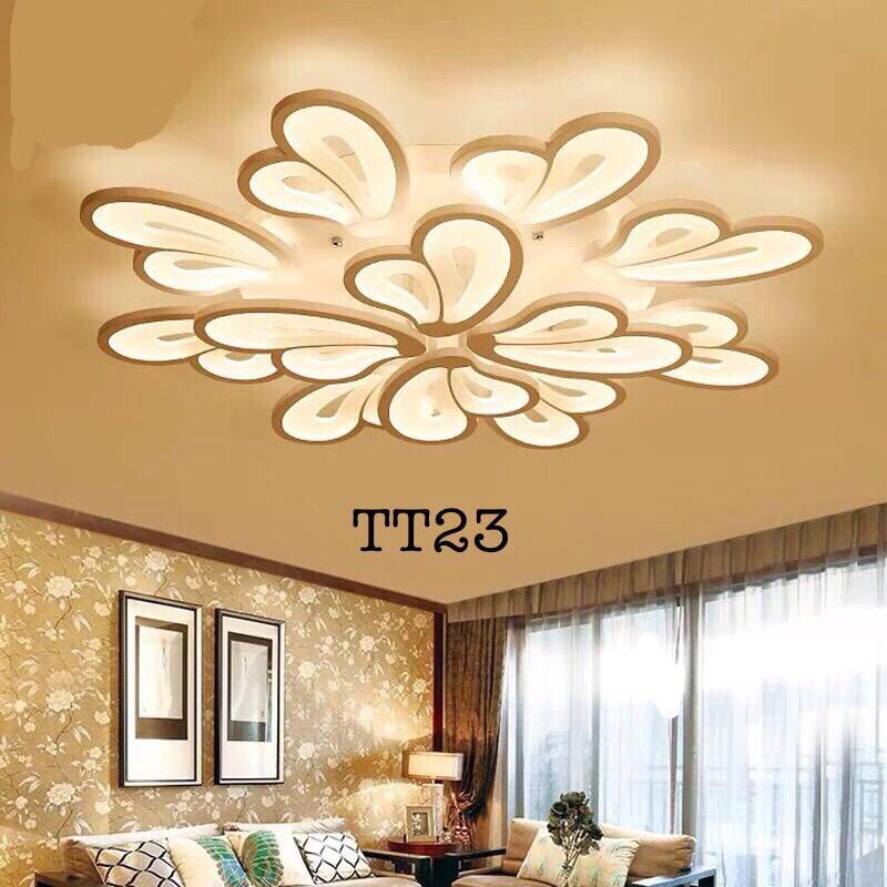 Đèn trần - đèn phòng khách - đèn trang trí nội thất cao cấp 5 cánh tim 3 chế độ ánh sáng có điều khiển từ xa