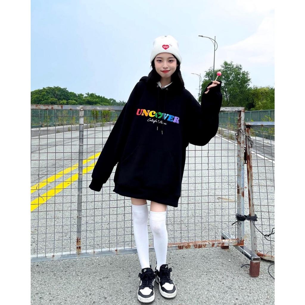 Áo hoodie nỉ dày dặn Uncover Colorflul Power đầy đủ tem cổ tag tay Hany shop