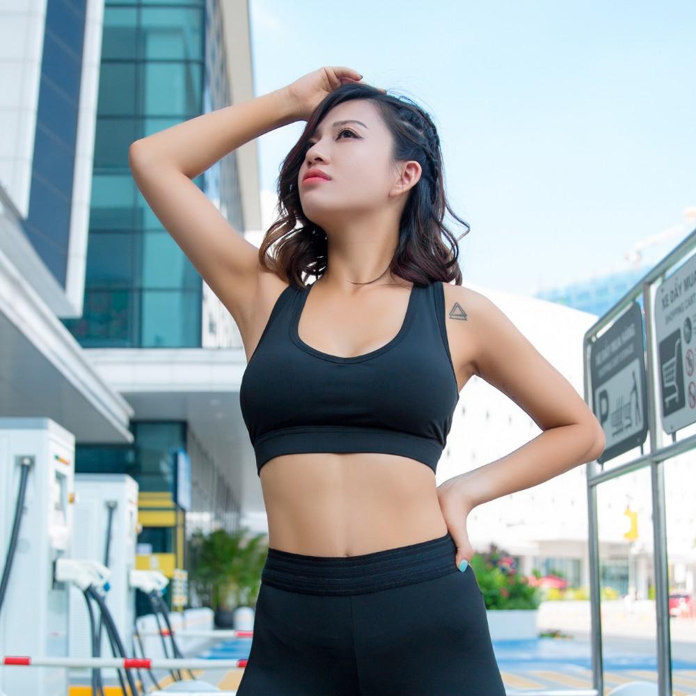 Áo bra phối ren nâng ngực tập gym yoga Bunny cho nữ vải