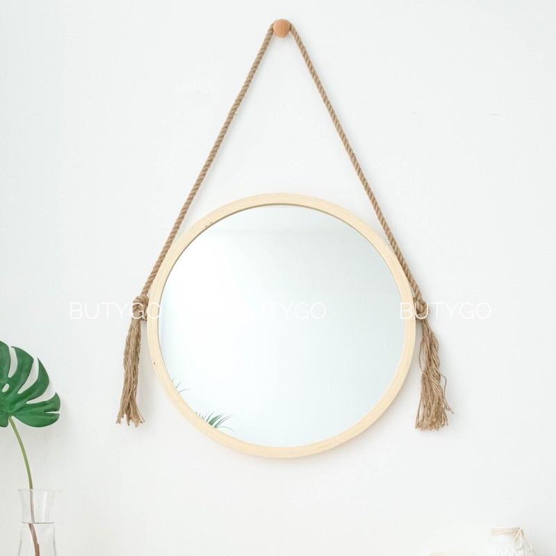 GƯƠNG TRÒN TREO VIỀN GỖ THÔNG