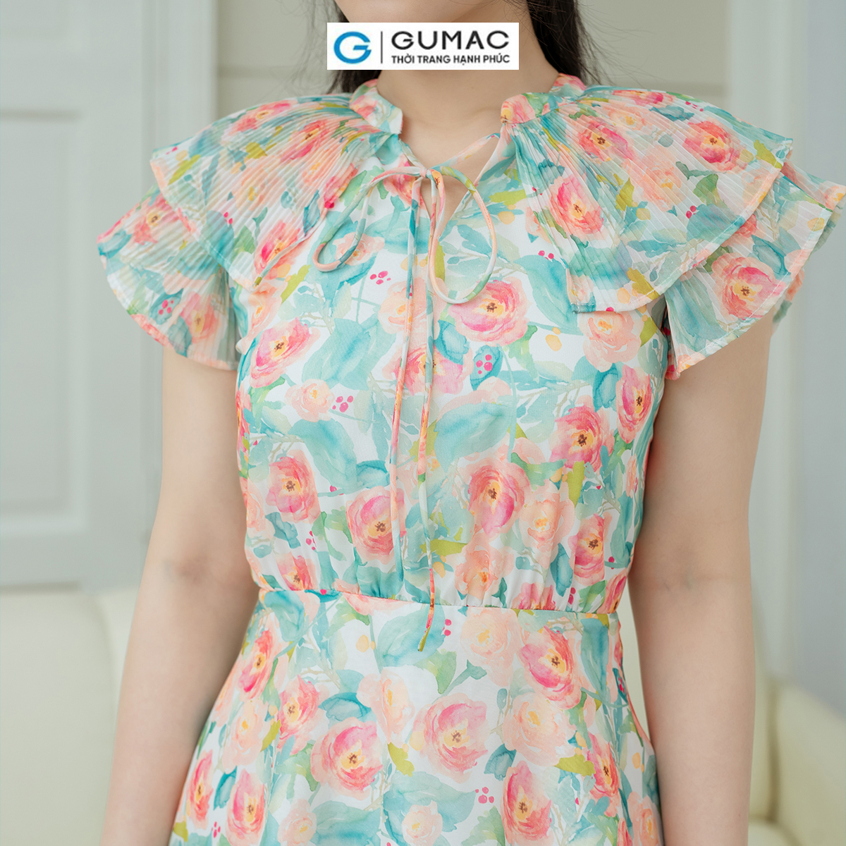 Đầm xòe phối dập ly GUMAC DD08060