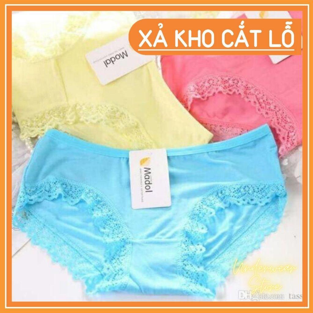 Sét 10 Quần Lót Nữ Cotton Modal Viền Ren Mềm Cực Mát - Ảnh Chụp Thật Kèm Video