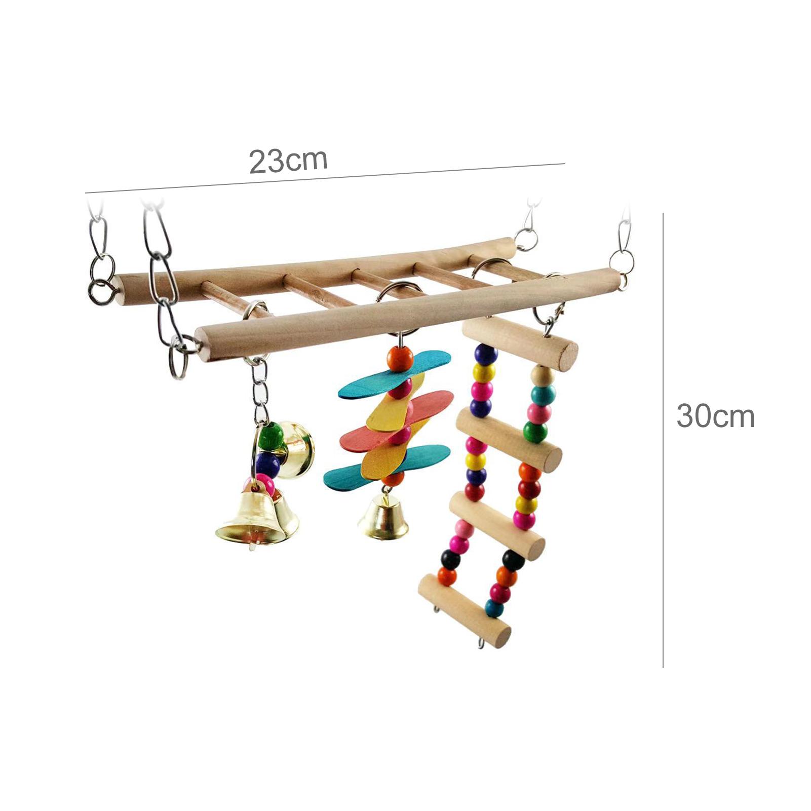 Bird Hanging Ladder Bird Swing Toys Birds Climbing Toys Wooden Suspension Bridge for Parrots Birds