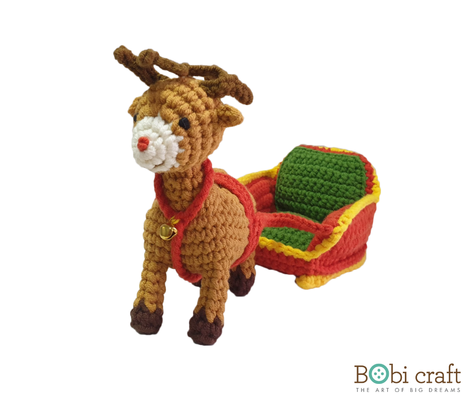 Thú bông len Bobicraft - Xe tuần lộc - Đồ chơi an toàn Quà tặng bé