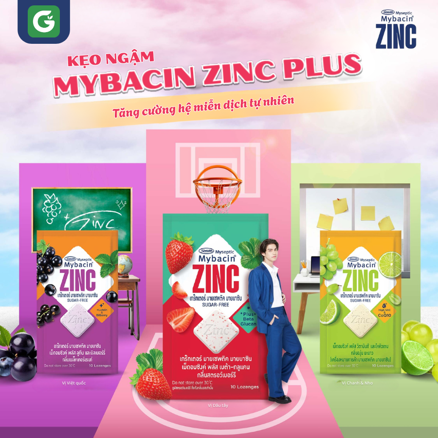 Kẹo Ngậm Mybacin Zinc Plus - Gói 9,4g (10 Viên) - Hàng Nhập Khẩu Thái Lan