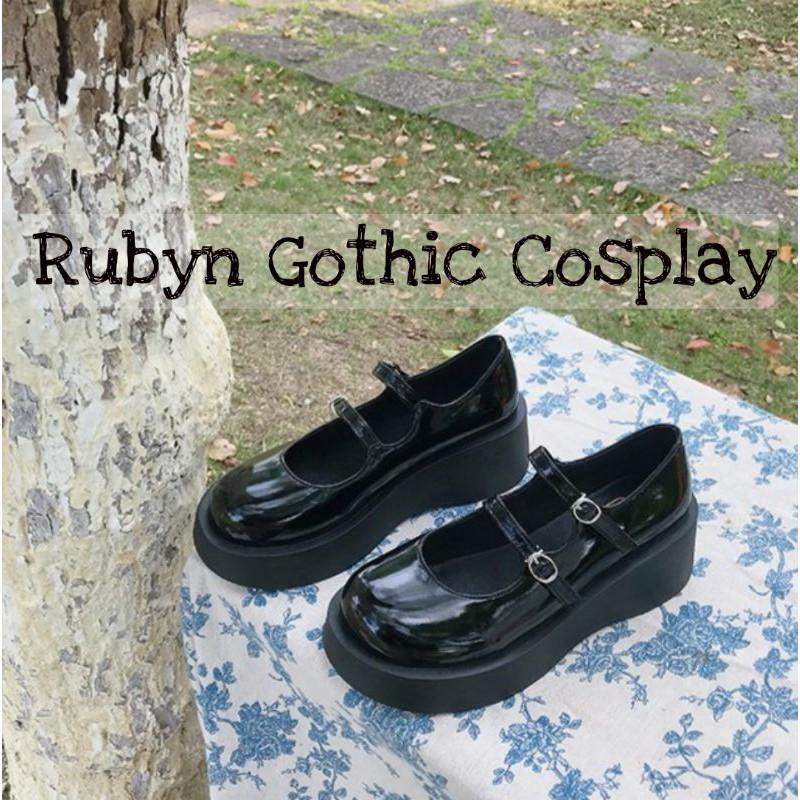 Giày Lolita Oxford 2 quai ngang cosplay nữ sinh Nhật Bản Vintage đế bánh mì ( BÓNG VÀ NHÁM )