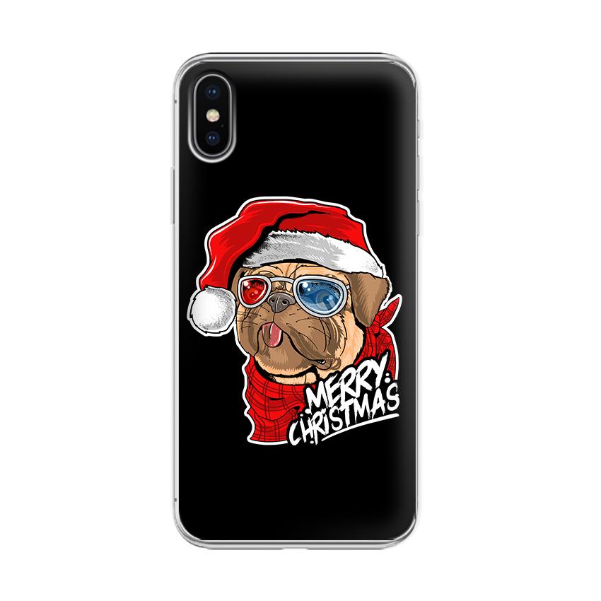 Ốp lưng dẻo cho điện thoại Iphone X/ XS - 01015 7934 BULLDOG01 - In hình Bulldog chúc mừng Giáng Sinh - Hàng Chính Hãng