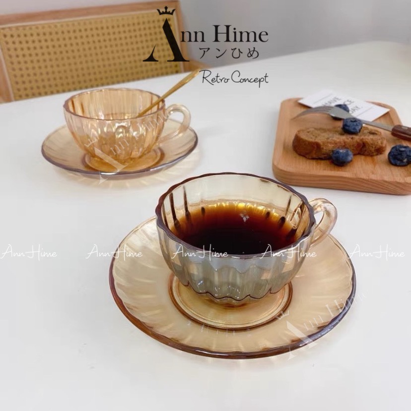 Ly Thủy Tinh Cốc Thủy Tinh Kiểu Vintage Châu Âu Cổ Điển Màu Hổ Phách