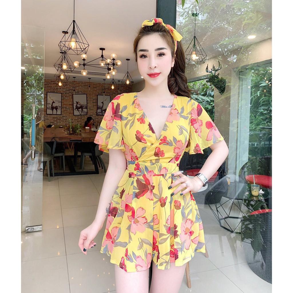 (Top bán chạy) Jumpsuit nữ voan hoa cực xinh hàng thiết kế dành riêng cho bạn gái ngày hè HOT 2020