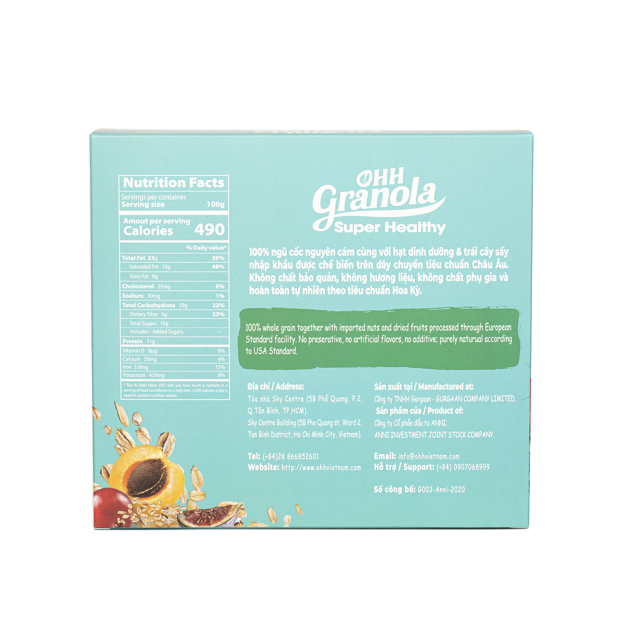 OHH Granola Ngũ Cốc Giảm Cân, Ăn Kiêng + Ngũ Cốc Lợi SữaYến mạch, hạt chia, hạt óc chó, Ohh Granola, Combo 2 Hộp X 250g, Tiêu chuẩn FDA Hoa Kỳ