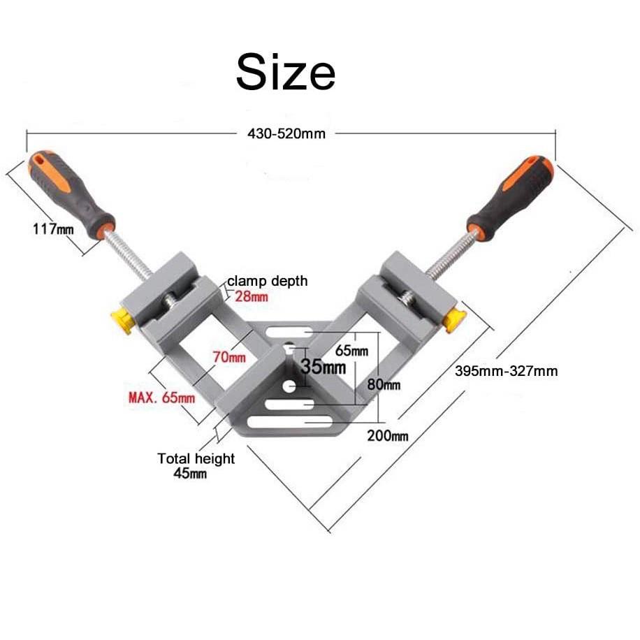 Ê tô kẹp góc vuông 90 độ hai tay vặn cao su - Độ mở 65mm