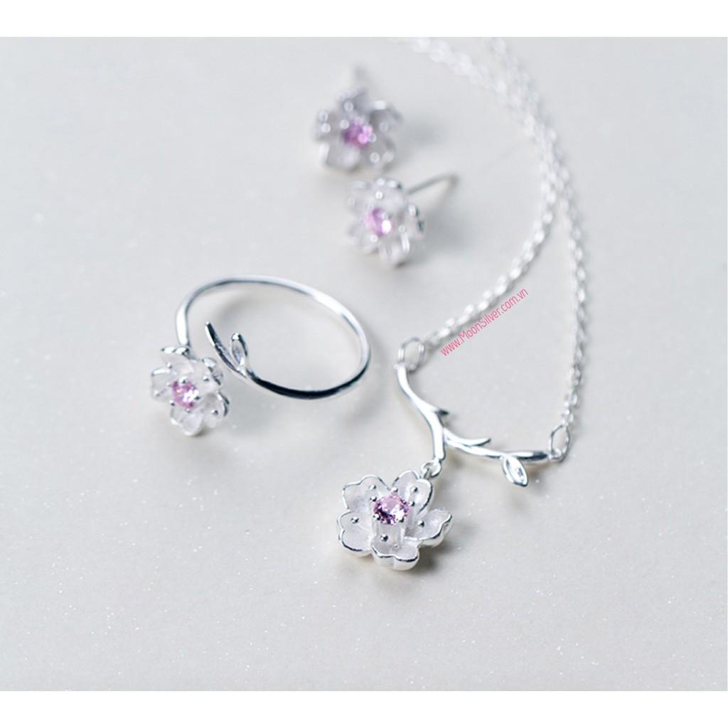 Dây chuyền vòng cổ bạc nữ s925 hoa đào Moonsilver