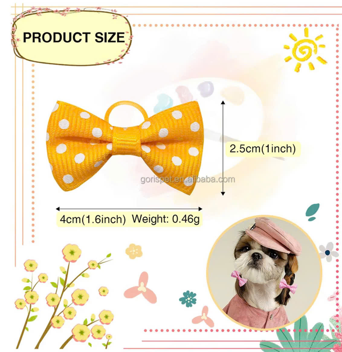 NƠ KẸP TÓC CÀI TÓC THỜI TRANG DỄ THƯƠNG CHẤM BI CHO THÚ CƯNG CHÓ MÈO