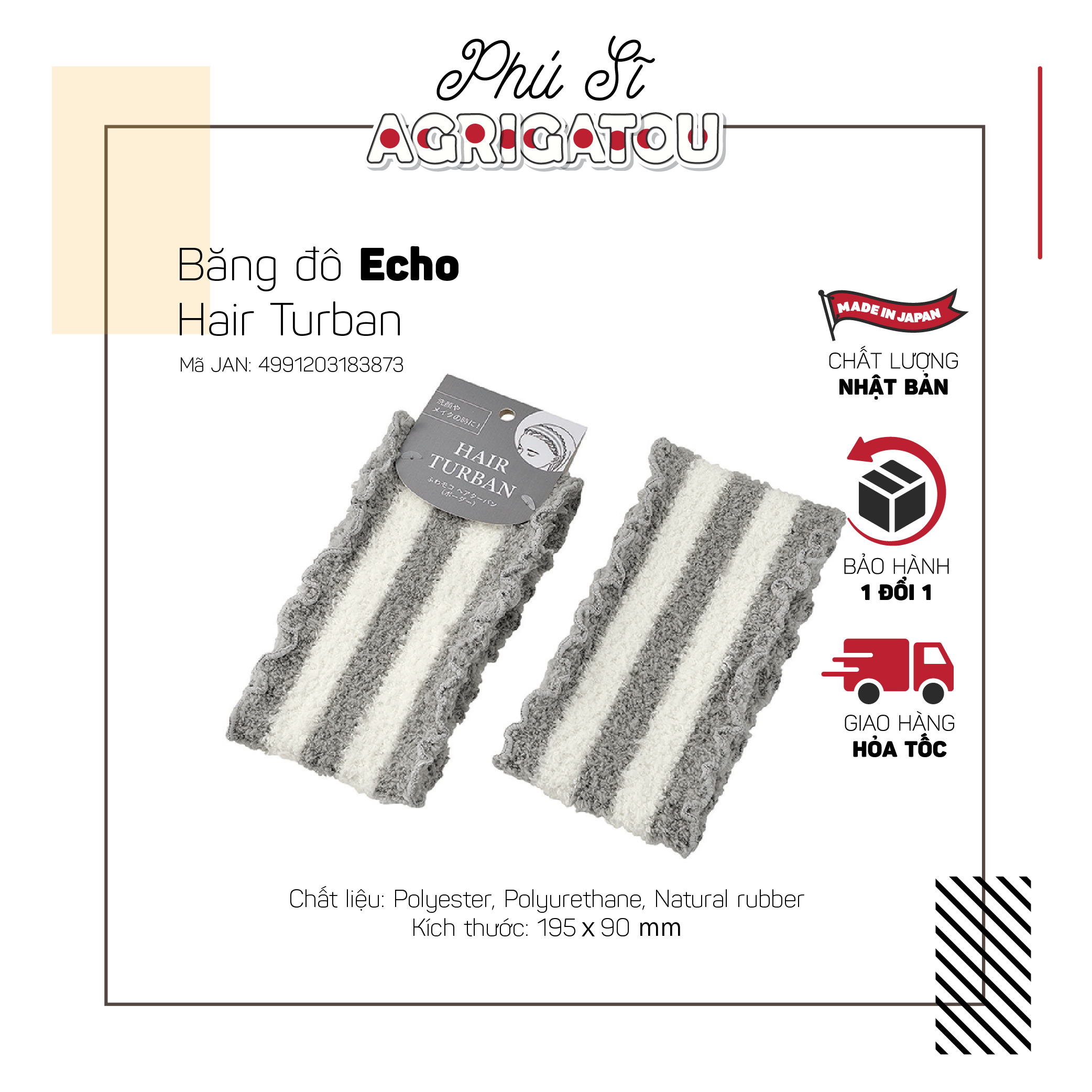 Băng đô Echo Hair Turban 195x90mm