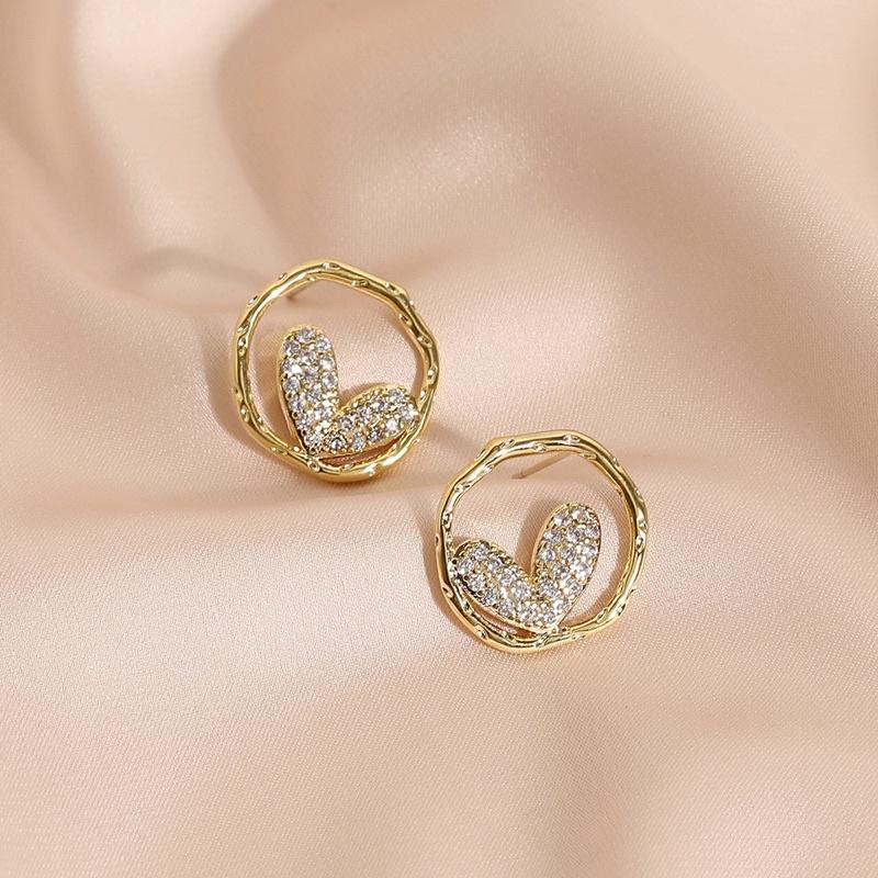 Khuyên tai bông tai nữ tròn trái tim đẹp Ring House