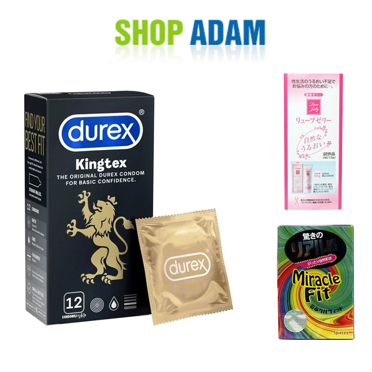 Bao Cao Su Durex Kingtex Size Nhỏ 49mm + Bao Cao Su Cỡ Nhỏ Mỏng Trơn Sagami Miracle Fit + Gel Gói Jex - Hàng Chính Hãng 100% - Che Tên Sản Phẩm