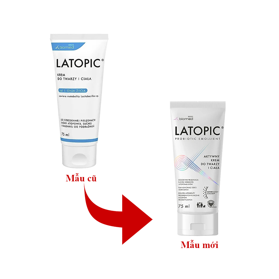Kem dưỡng ẩm dịu ngứa da nhạy cảm Latopic Face Body Cream 75ml