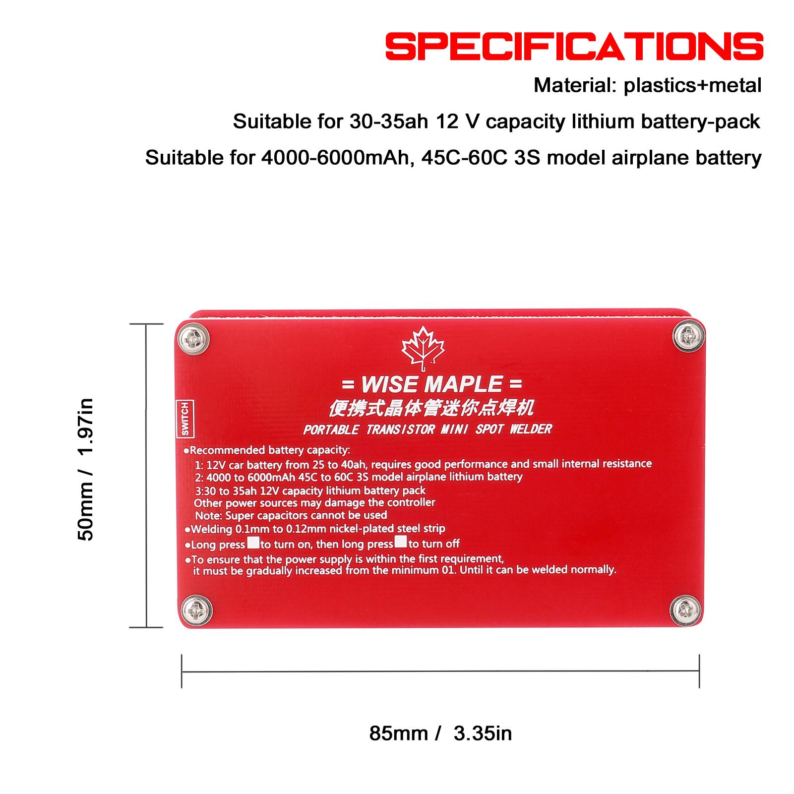 Portable Transistor Mini Lithium Battery Spot Welding Machine 3 Working Modes Adjustable Suitable for 0.1-0.12mm Nickel