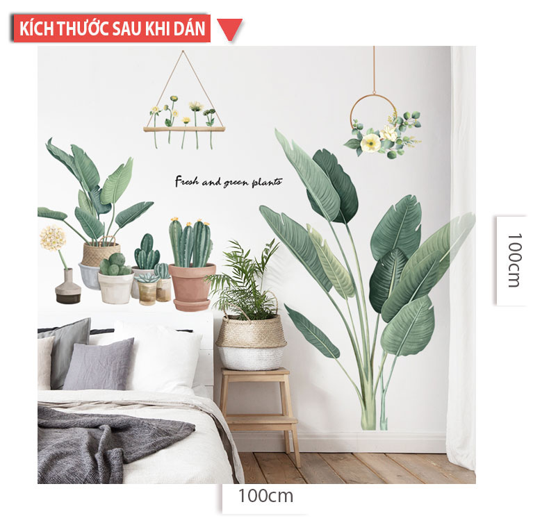 Sticker Giấy Dán Tường Decal Dán tường Mẫu Hoa Lá Cực Xinh ZH025