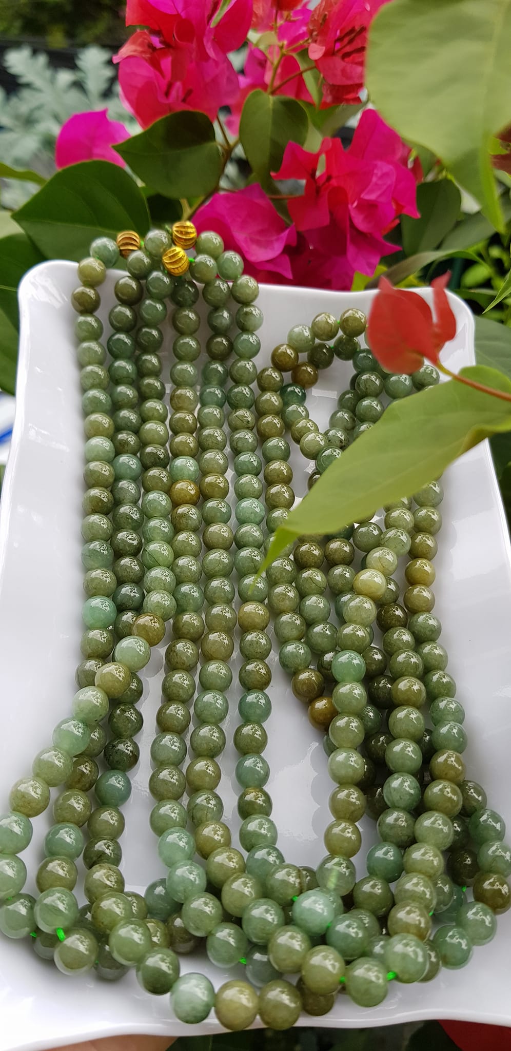 Vòng Chuỗi đeo Cổ hay niệm 108 hạt charm bi kiểu màu vàng Đá cẩm thạch tự nhiên Chuỗi cổ hạt size 7mm xanh ngọc dầu bóng mượt đẹp nữ đeo cổ nhẹ nhàng mát của đá tự nhiên tâm bình yên Món quà tặng Mẹ và người thân ý nghĩa và cho chính bản thân mình ạ