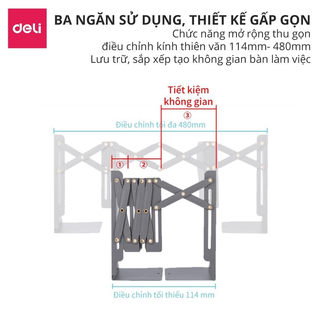 Giá Đựng Tài Liệu Mở Rộng hàng chính hãng Deli - Chất Liệu Kim Loại Dài Tối Đa Đến 48cm - Màu Xám - 1 chiếc - 78630