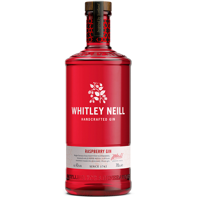 Rượu Whitley Neill Handcrafted Raspberry Gin 43% (700ml) - Không hộp