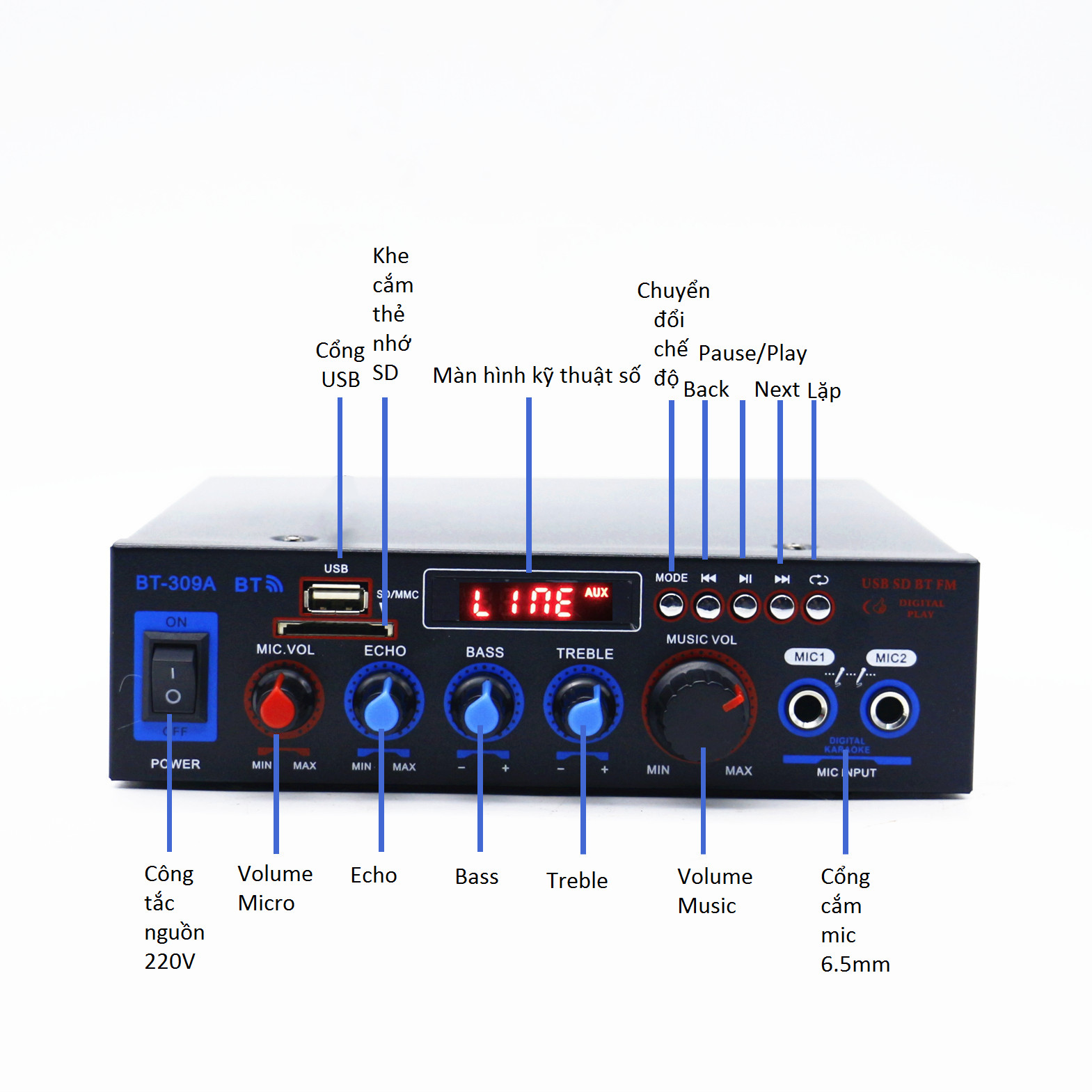 Ampli Mini Karaoke Bluetooth Cao Cấp BT-309A AZONE