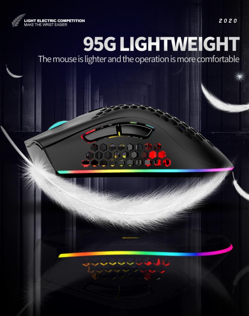 BM600 2.4GHz Không Dây 1600DPI Có Thể Điều Chỉnh RGB Backlit Tổ Ong Quang USB Gaming Chuột Game Thủ Chuột Cho Laptop