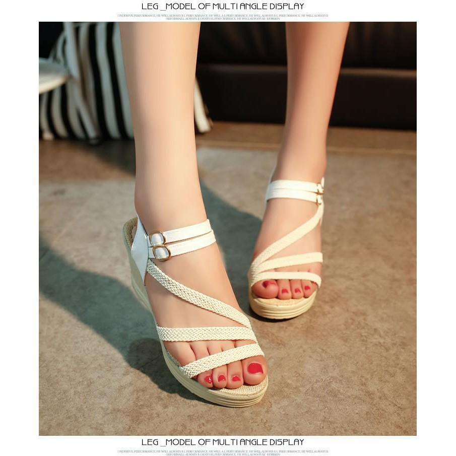 Giày sandal nữ, giày sandal nữ đế suồng 7p quai cói đế kếp có rãnh chống trơn trượt, hàng nhập Quảng Châu