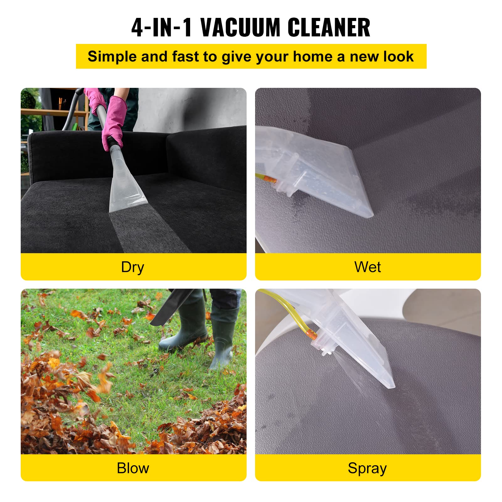 Máy giặt thảm, thổi bụi, hút bụi khô và ướt 4 IN 1 Vacuum Cleaner 1600W (Wet/Dry/Blow/Spray)