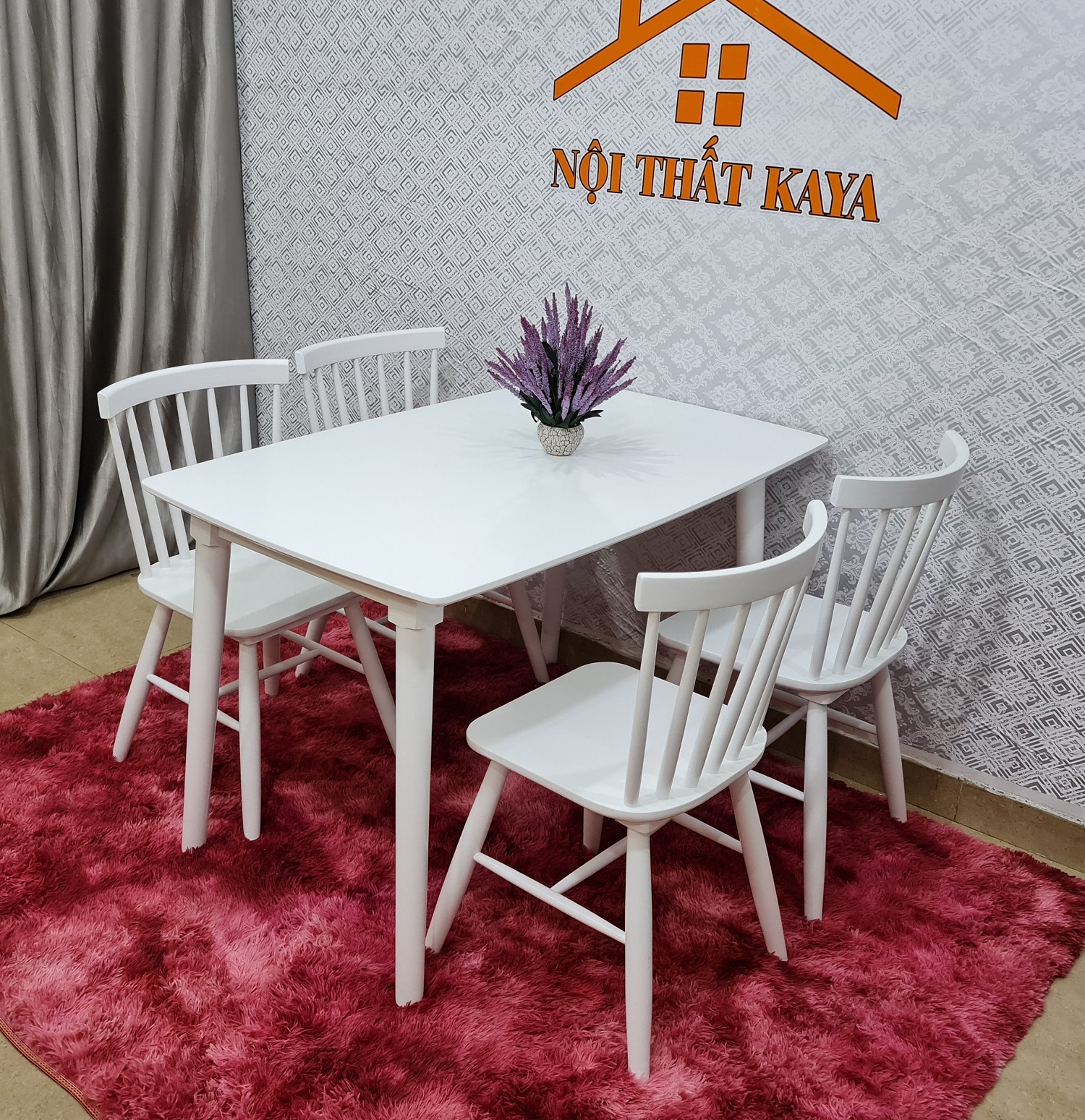 Bàn ăn tròn gỗ 4 ghế lưng tựa HTP-BA808