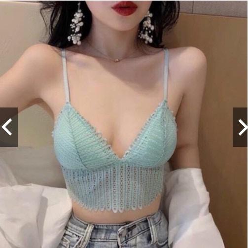 M76. Áo bra ren nữ, áo 2 dây kiểu nữ croptop có sẵn đệm ngực siêu hot trend