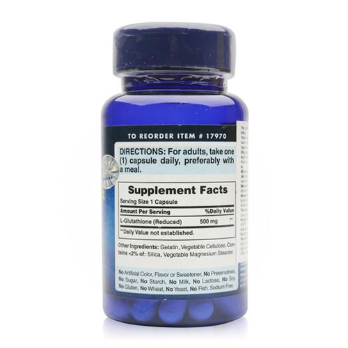 Trắng da Glutathione Puritan’s Pride L-Glutathione 500mg Hỗ trợ trắng da, Giảm nám, tàn nhang, Thải độc , Tăng hệ miễn dịch - QuaTangMe Extaste