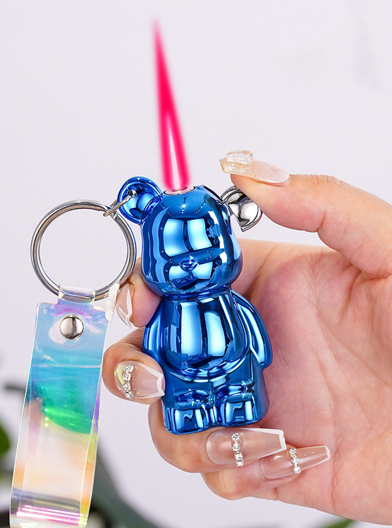 Bật lửa hột quẹt móc khóa hình gấu BEARBRICK bóng trơn nhiều màu siêu dễ thương - xài gas