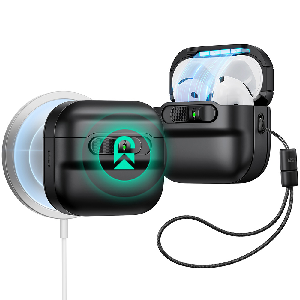 Ốp Case Bao Dành Cho Airpods 4, ESR Pulse FlickLock Case (HaloLock) có Khoá Thông Minh, Sạc từ tính, kèm dây đeo_ Hàng Chính Hãng