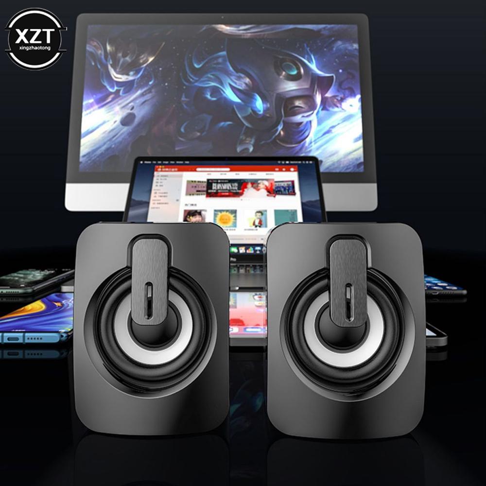 1Pair PC Máy tính loa Hộp âm thanh cho PC Hifi âm thanh nổi Micrô USB có dây với đèn LED cho máy tính để bàn Color: black- glowing