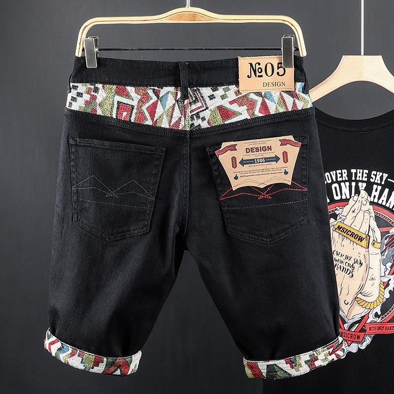 Quần Short Jeans Thêu Họa Tiết Phong Cách Mới Cho Nam