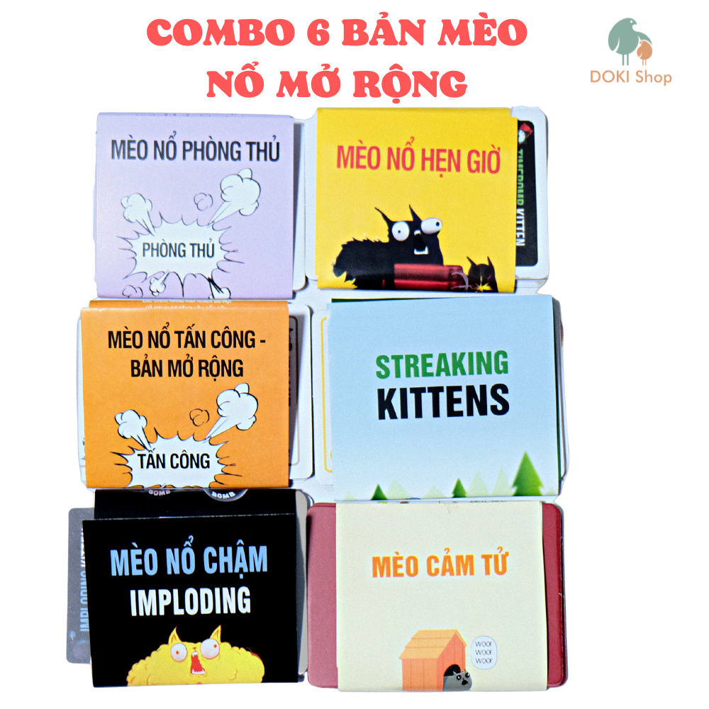 Combo 6 bộ mèo nổ mở rộng tiếng Anh giấy dày