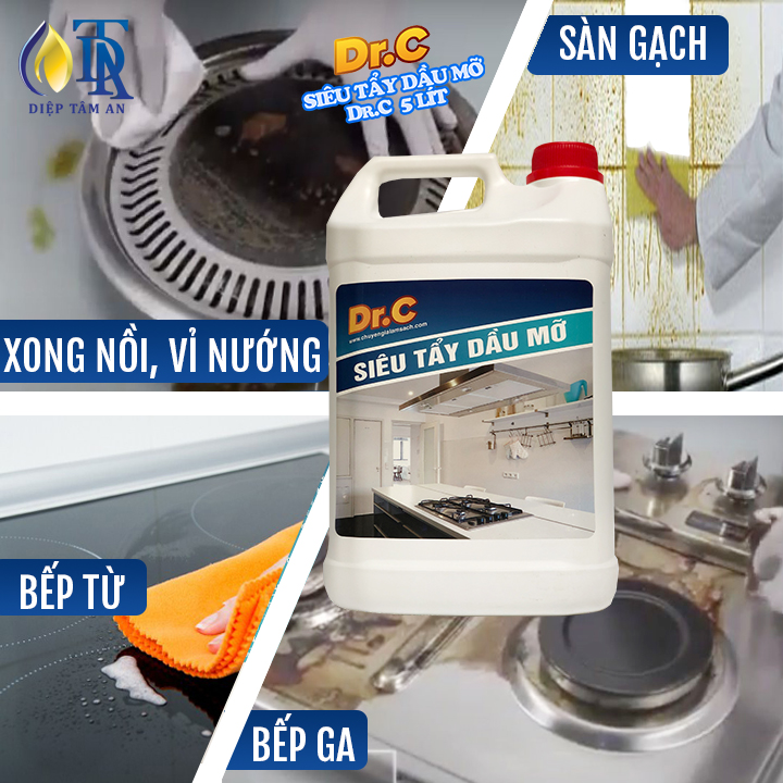 Tẩy Dầu mỡ,Tẩy Nhà bếp,Tẩy Hút mùi,Bếp gas,Bếp Từ,Đáy Xoong,Đáy Nồi Chảo Dr.c 5 Lít