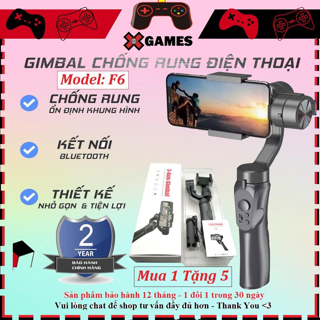 Tay cầm chống rung Gimbal F6 3 Axis - Gậy gimbal đa năng cho điện thoại adroid, IOS - 3 trục xoay, kết nối bluetooth