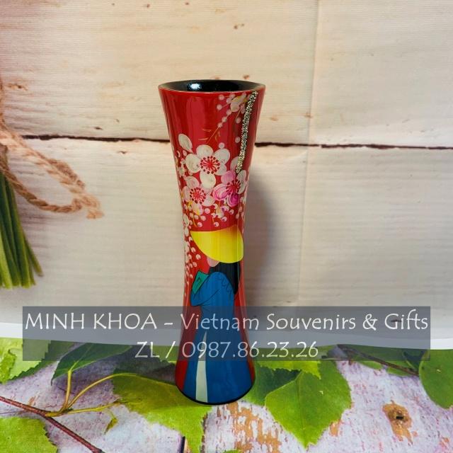 Bình Hoa Lọ Hoa Sơn Mài Thắt Eo 20 Cm - Vietnamese Lacquer Vase