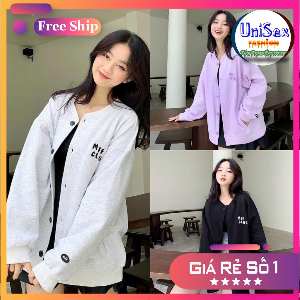 Hình ảnh  Áo Khoác Cardigan Nữ Vải Nỉ Ngoại Thêu Chữ MIF CLUB Free Size 70kg AK180