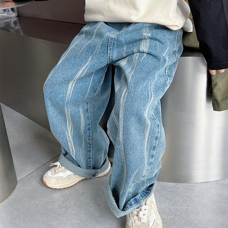 Quần jean dài wax ống rộng màu nhạt thời trang cho bé Q854