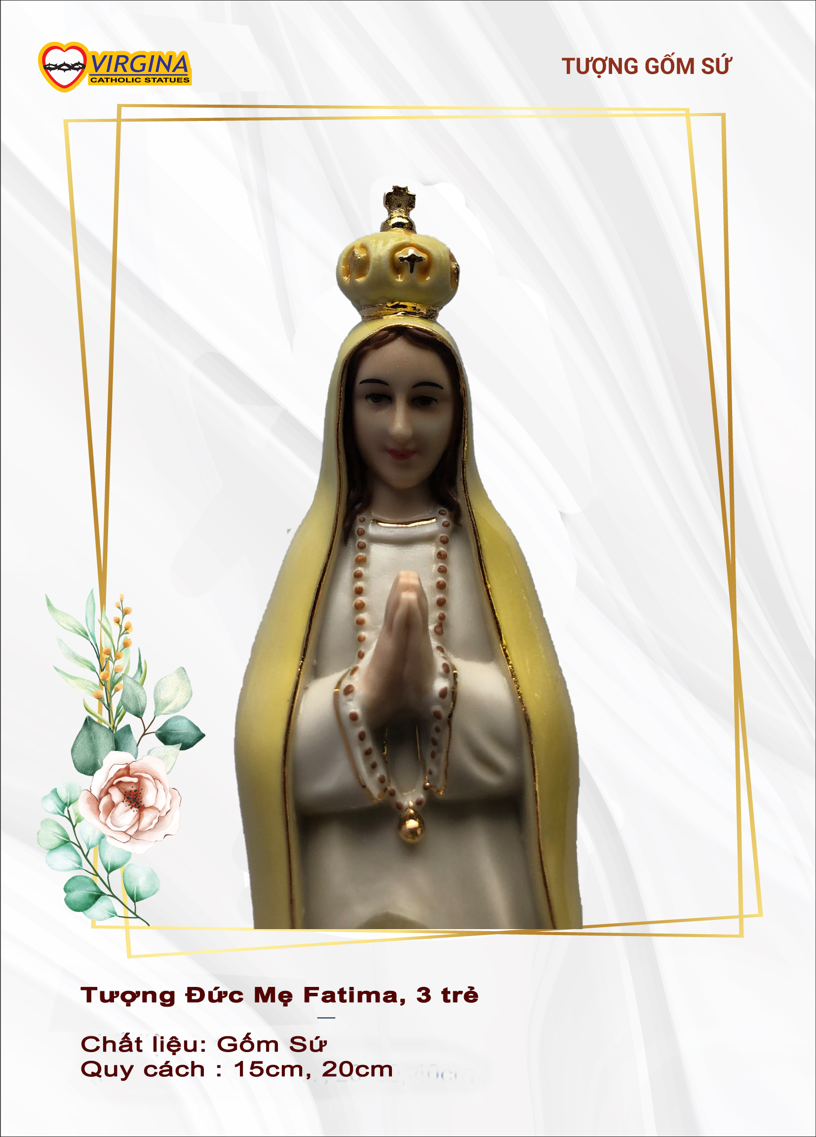 Tượng sứ - Mẹ Fatima và ba đứa trẻ