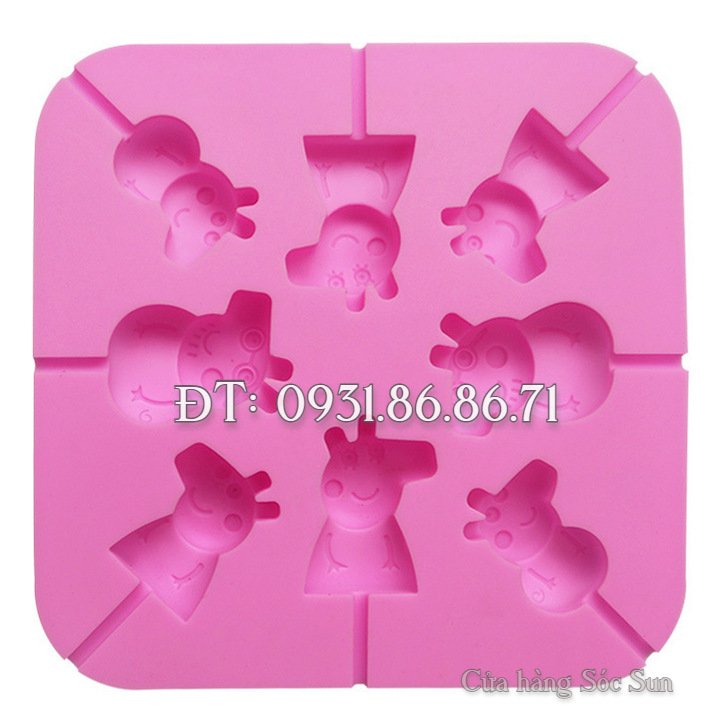 Khuôn silicon 8 heo Peppa – Mã số 1056