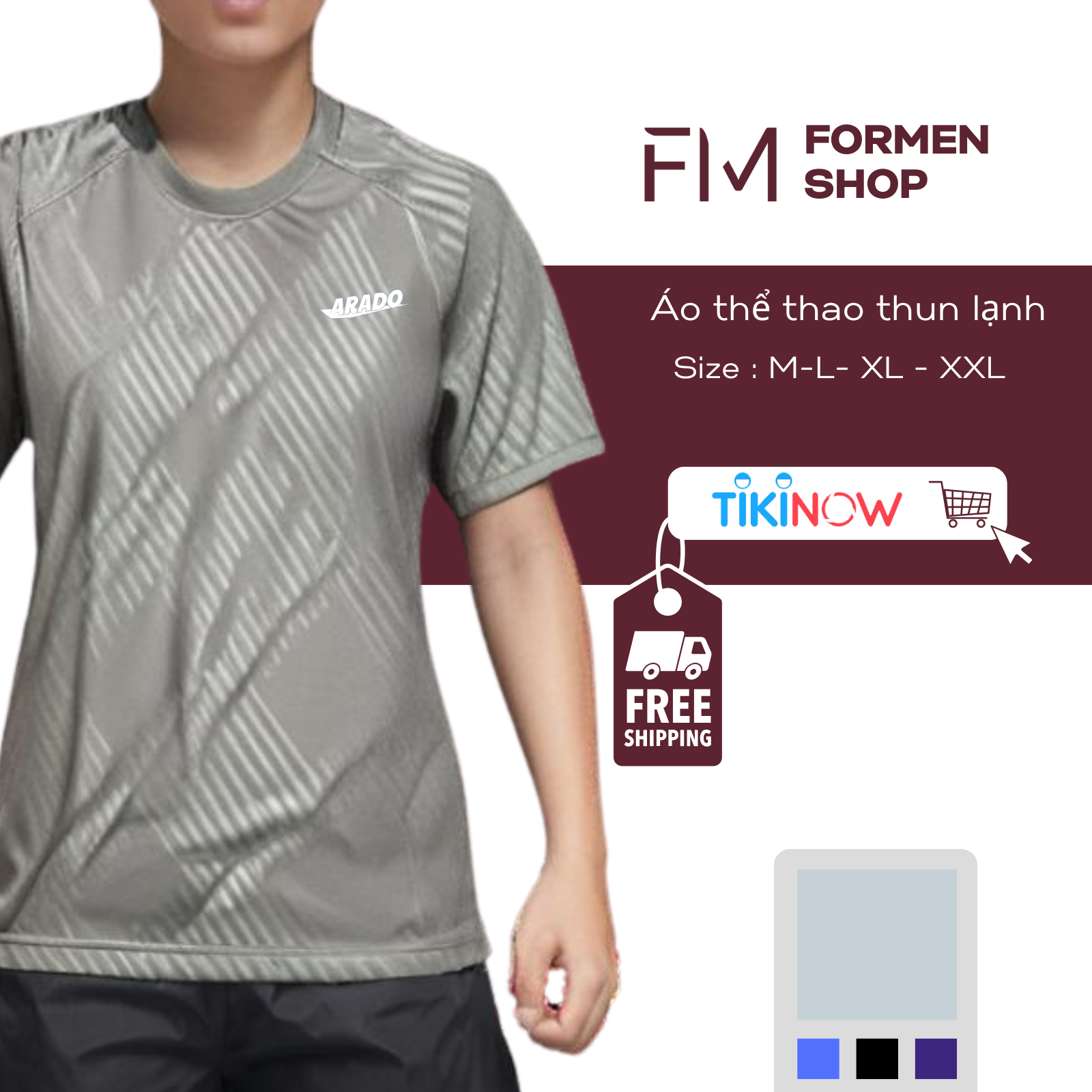 Áo thun nam cổ tròn tay ngắn, chất thun lạnh mềm mát, thấm hút mồ hôi, thoải mái vận động  FORMEN SHOP  FMTY001 – XÁM – L