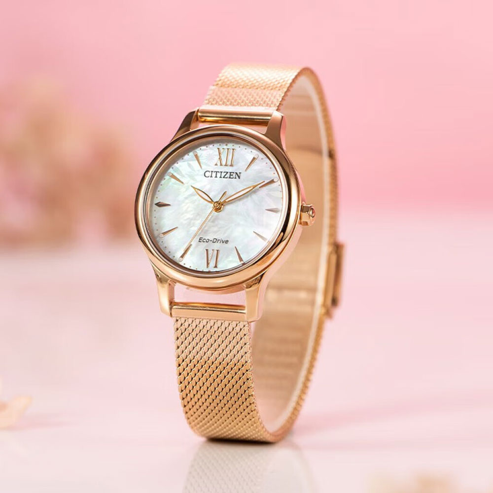 Đồng Hồ Nữ Citizen Dây Thép Không Gỉ EM0892-80D - Mặt Xà Cừ