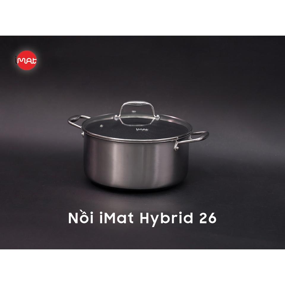 Combo nồi chảo chống dính bếp từ iMat Hybrid size 26cm kết hợp giữa lớp phủ điêu khắc chống dính Daikin và inox 430