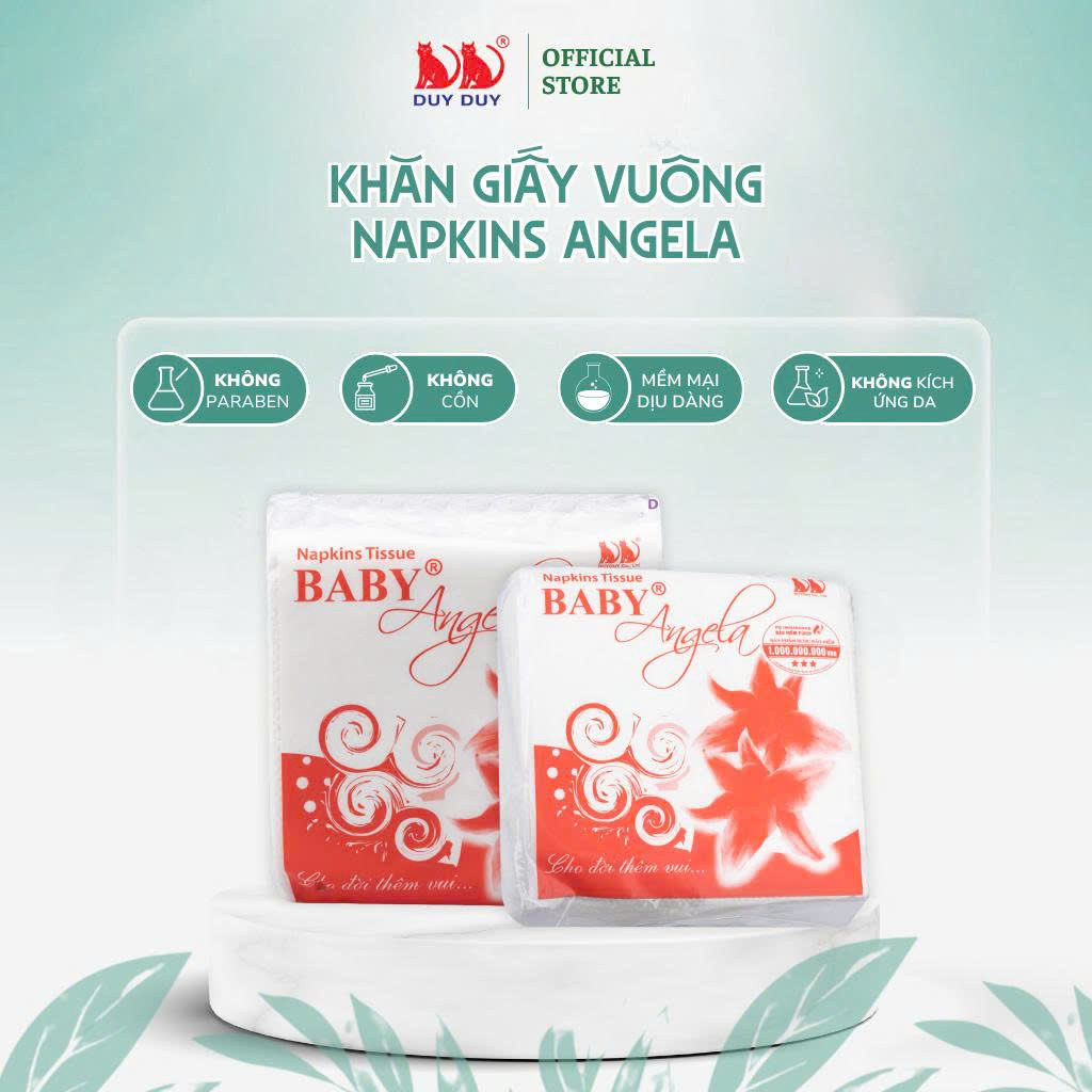 Giấy ăn Angela 100% bột giấy 60 tờ (31x31cm) lụa mềm siêu dai